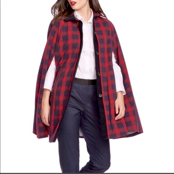 COURT AND ROWE Shadow Chic Plaid Poncho Coat NWOT - Picture 2 of 7